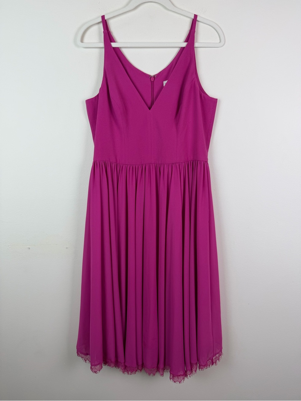 Hot Pink V-Neck Spaghetti Strap Dress - Picture 4 of 16